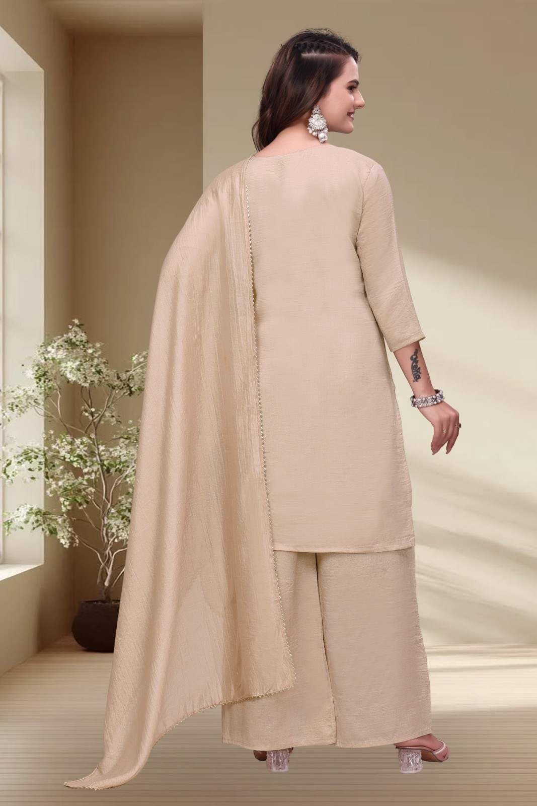 Women Ethnic Motifs Embroidered Regular Thread Work Kurta with Palazzos & With Dupatta